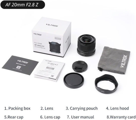 Viltrox Full Frame Camera Lens AF 20mm f/2.8 E Wide Angle for Nikon Z Mount Black