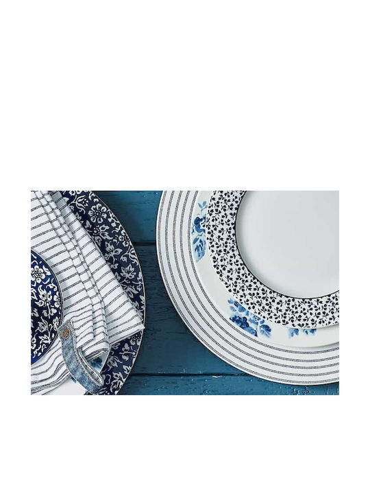 Laura Ashley Плато Candy Stripe 30cm Сервизна Плато от Порцелан Син с Диаметър 30бр 1бр