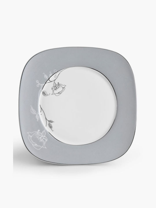 Ionia Plate Sense Rose Porcelain Square Serving Platter Square made of Porcelain Gray Ionia Plate Sense Rose Porcelain Square Serving Platter Square made of Porcelain Gray