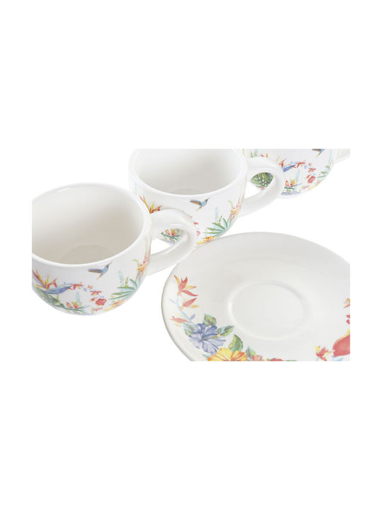 DKD Home Decor Dolomite Set Căni Maro din Porțelan Albe 180ml S3036910 6buc