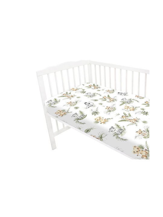 Qmini Lenjerie De Patut Bebe Pentru Patut Bumbac Cu Cauciuc Verde 70x140cm