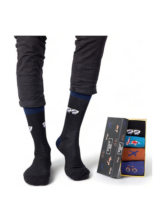 Closet22 Ανδρικές Κάλτσες με Σχέδια Πολύχρωμες 4Pack