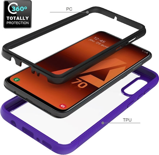 Starry Sky Solid Color Series Shockproof Umschlag Rückseite Kunststoff / Silikon Schwarz (Galaxy A70)