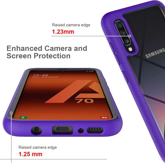 Starry Sky Solid Color Series Shockproof Umschlag Rückseite Kunststoff / Silikon Schwarz (Galaxy A70)