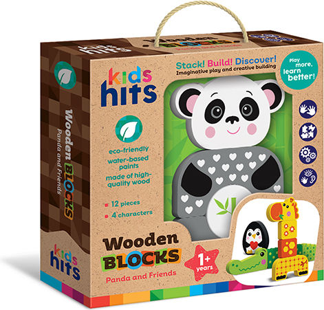 Kids Hits Animăluț Puzzle Ursuleț Panda & Prieteni din Lemn pentru 24++ Luni