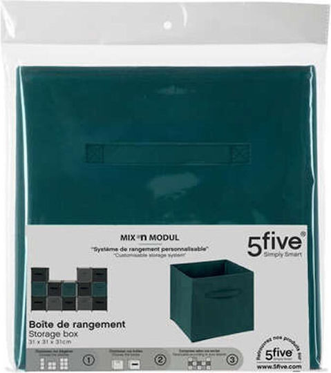 5Five Paper Storage Box with Lid Petrole 31x31x31cm