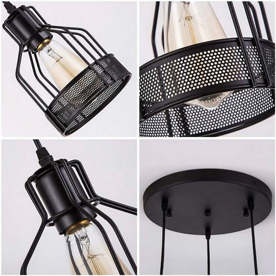 Powertech Pendant Light Black with Socket E27 14x19.5cm