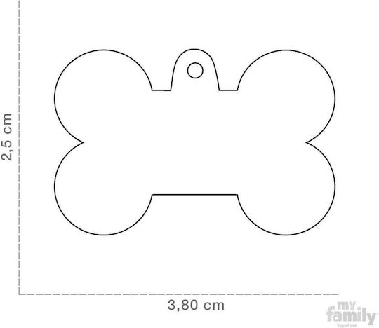 My Family Basic Aluminium Dog ID Tag Bone Black Metal XLarge Personalized
