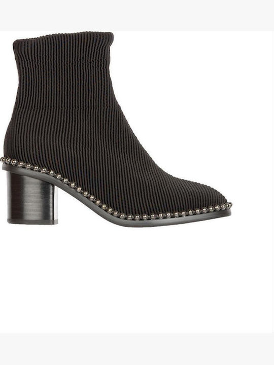 Leder Stiefeletten Damen Schwarz