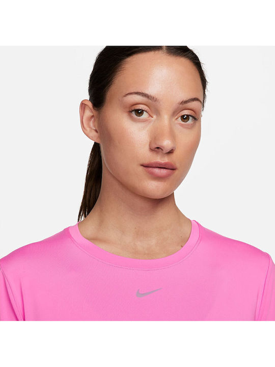 Една Класическа Дамска Спортна Блуза с Къс Ръкав Dri-Fit Розова