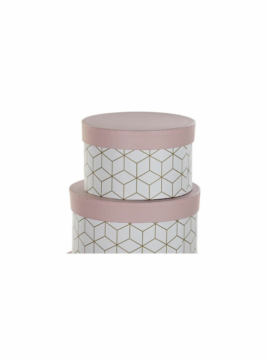 DKD Home Decor Paper Storage Box with Lid Pink 37.5x37.5x18cm 1pcs