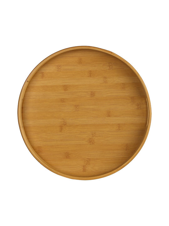 Aria Trade Bambus Rotund Tavă de Servire din Bamboo cu Mânere în Culoare Maro 40x40x5cm 1buc