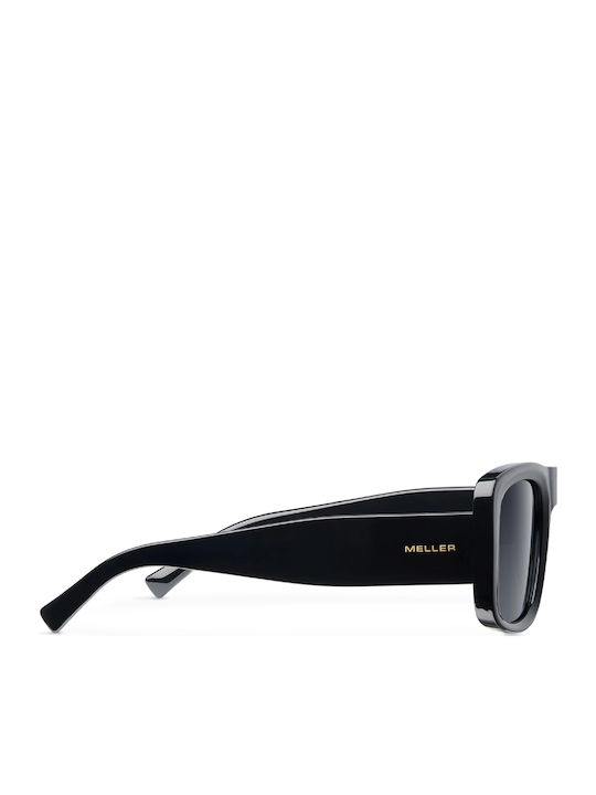 Meller Delu Unisex Sunglasses with Black Horn-Rimmed Frame and Black Lens
