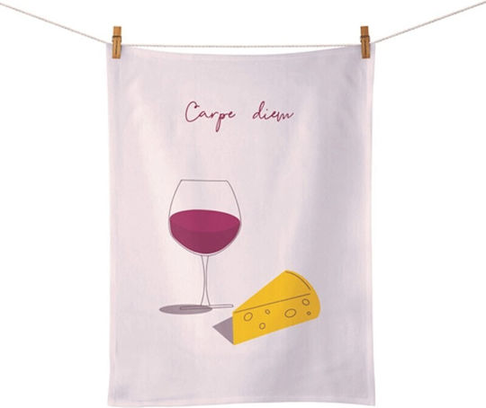 Chic Mic Carpe Diem Πετσέτα Κουζίνας από 100% Βαμβάκι σε Ροζ Χρώμα Chic Mic Carpe Diem Πετσέτα Κουζίνας από 100% Βαμβάκι σε Ροζ Χρώμα