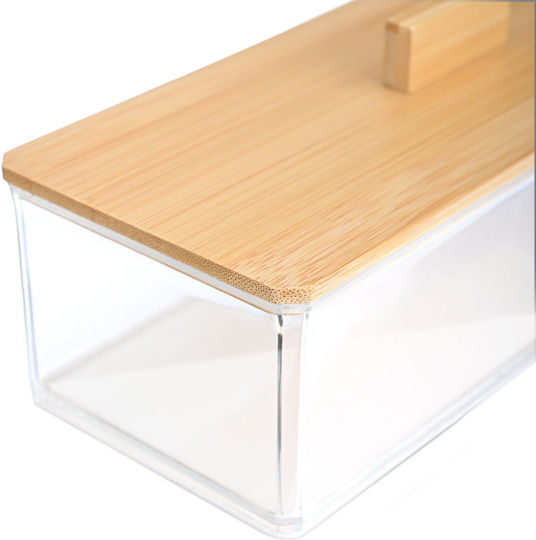 Bamboo Rectangular Storage And Organization Box 23.3x9.4x8.8cm With Lid