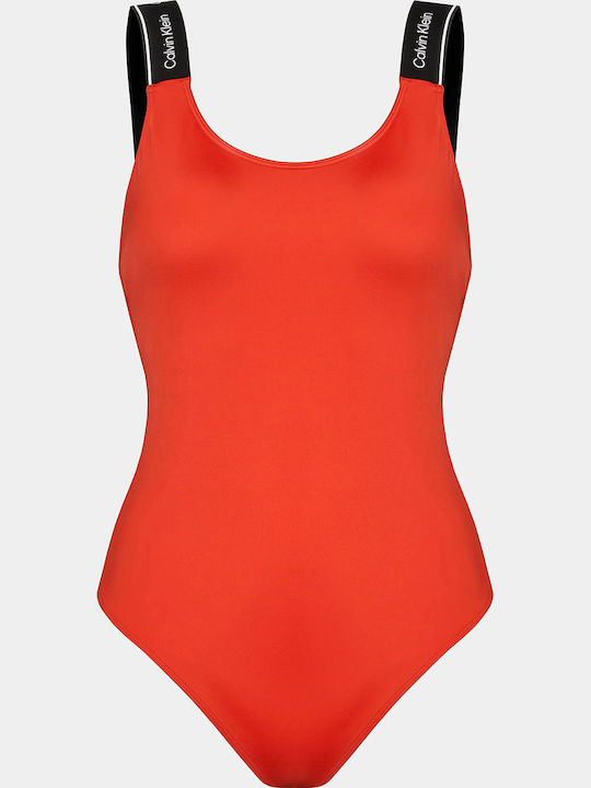 One-Piece Swimsuit with Open Back Red