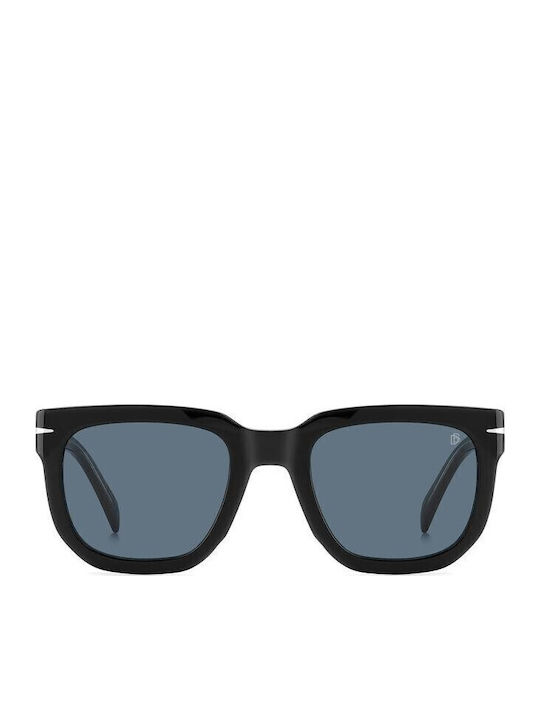 David Beckham Men's Sunglasses with Black Plastic Frame and Blue Lens DB 7118/S 7C5/KU