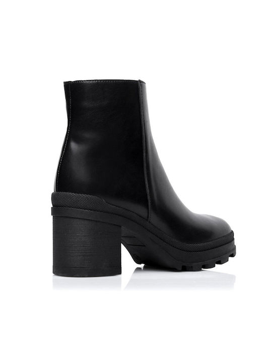 Sante Leather Women's Ankle Boots with High Heel Black