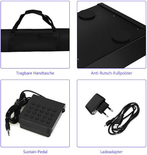 Costway Keyboard MU10098DE-DK with 88 Dynamic Keys with Headphones Black