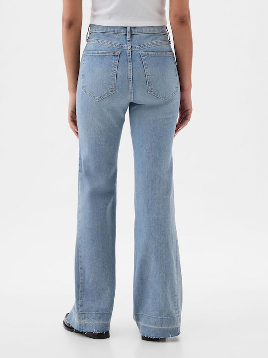 '70s Hoch tailliert Damenjeans Schlaghose in Schlanker Passform Light Indigo