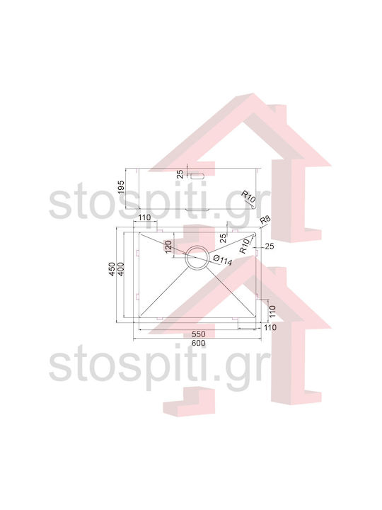 Karag Drop-In Spüle Inox Gebürstet B60xT45cm Gold