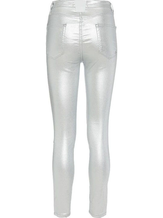 Selena Γυναικείο Jean Παντελόνι Mid Rise σε Skinny Εφαρμογή Ασημί