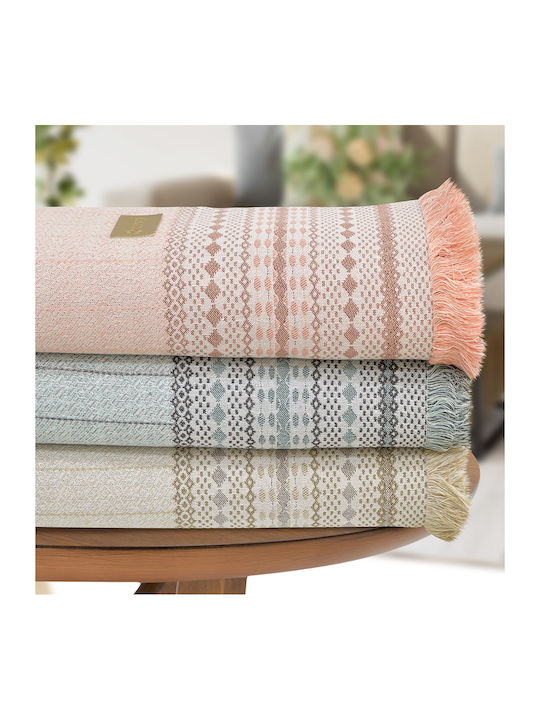Lino Home Bohho Ριχτάρι Τριθέσιου Καναπέ Chenille 180x300εκ. Beige 3000004035