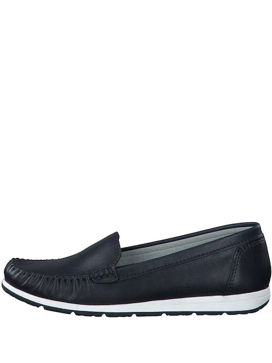 Marco Tozzi Leather Women's Moccasins in Navy Blue Color