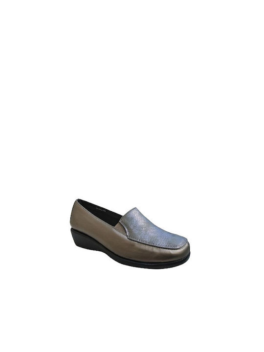 Antrin Leather Women's Moccasins in Gray Color