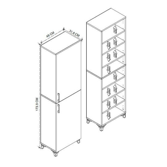 Megapap CHARLIE Floor Bathroom Column Cabinet L49xD31.8xH173.9cm White