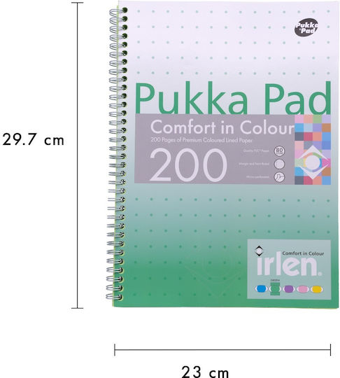 Pukka Pad Spiral Heft Geregelt A4 200 Blätter Grün 1Stück