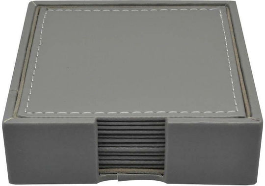 Ankor Untersetzer Künstliches Leder mit Gestell Gray 10x10cm 6Stück Ankor Untersetzer Künstliches Leder mit Gestell Gray 10x10cm 6Stück