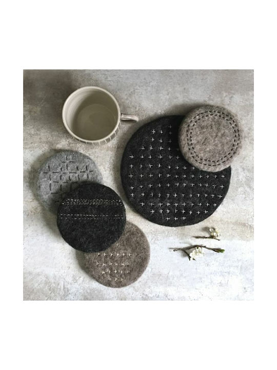Synchronia Round Fabric Beige Coaster