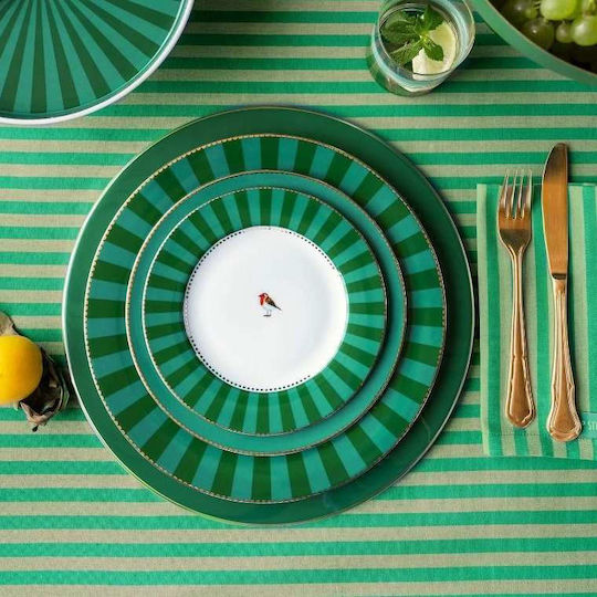 PiP Studio Love Birds Stripes Πιάτο Γλυκού από Πορσελάνη Λευκό με Διάμετρο 17cm