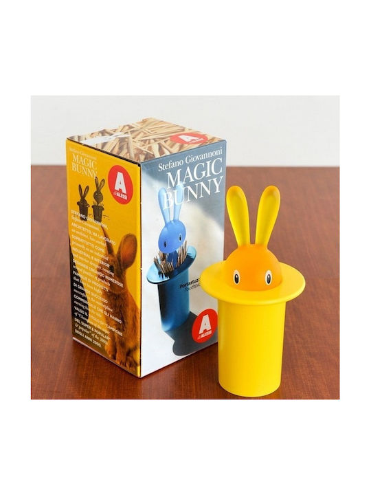 Alessi Θήκη για Οδοντογλυφίδες Magic Bunny Πλαστική 7x7x14εκ. Κίτρινη