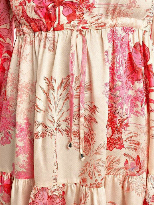 Καλοκαιρινό Mini Βραδινό Φόρεμα Σατέν Floral