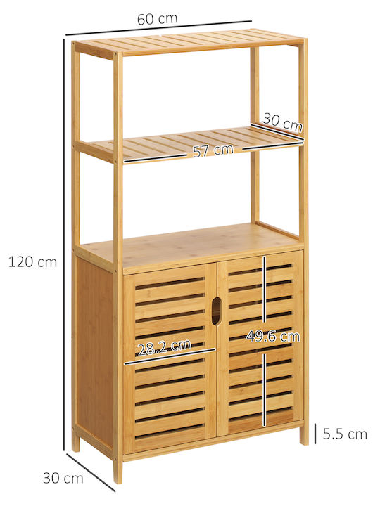 Kleankin Επιδαπέδια Ραφιέρα Μπάνιου Ξύλινη 60x30x120cm