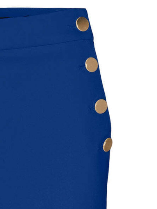 Vero Moda Women's High-waisted Fabric Trousers in Regular Fit Blue