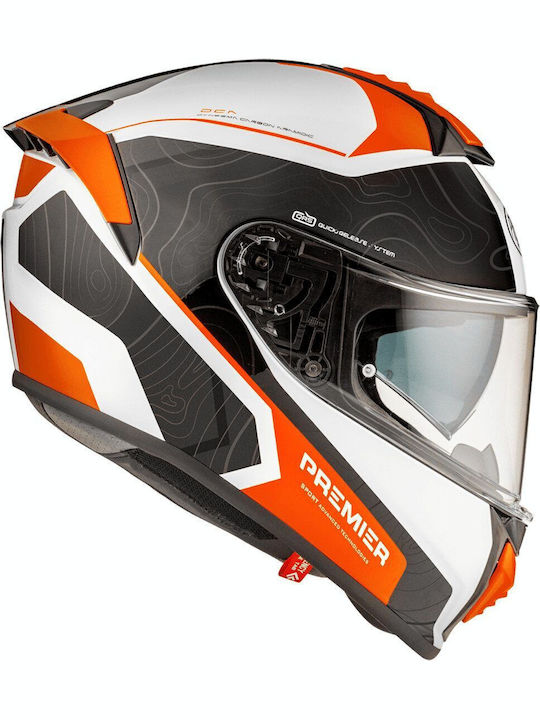 Premier Full Face Helmet with Pinlock and Sun Visor ECE 22.06 1470gr Orange/Black/White