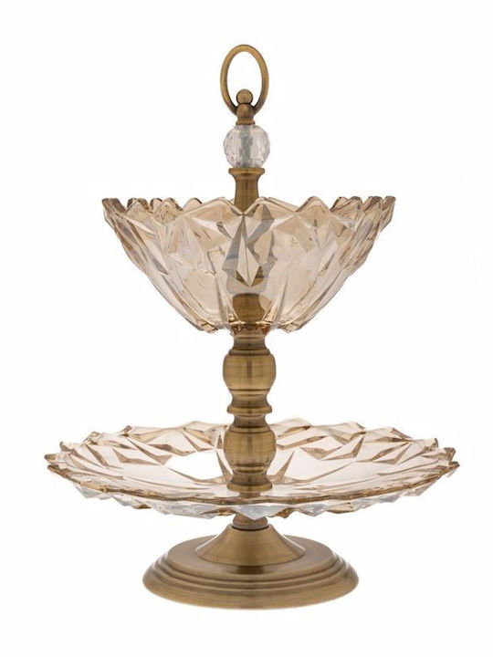 Iliadis Glass Dessert Tower Stand with 2 Tiers Brown Ø33cm