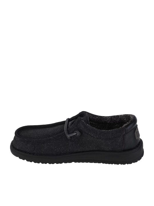 Boys Fabric Moccasins with Laces Black