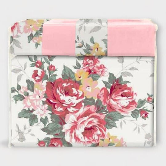 To megalo pazari Сет Чаршафи с Ластик 135x200+20см. Rose Floral 4бр