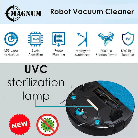 Magnum Energy UV+ Прахосмукачка Робот с Лазерно Картографиране Черна