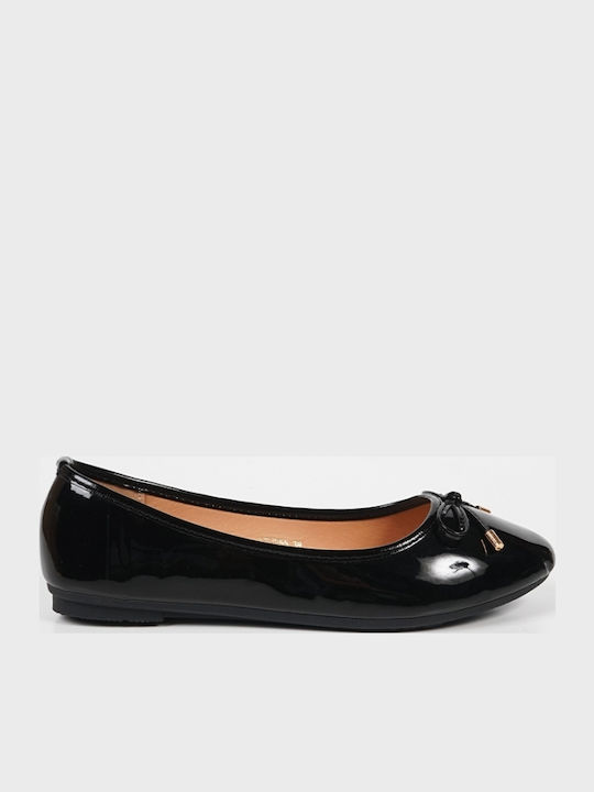Patent Leather Pointy Ballerinas Black
