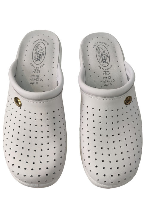 Max Relax Women's Leather Clogs White