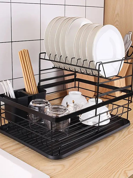 Etoile Dish Drainer Double Tier Metallic in Black Color 43x42x27cm