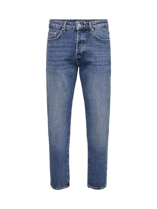 Ανδρικό Παντελόνι Τζιν Cropped με Loose Tapered Εφαρμογή Denim