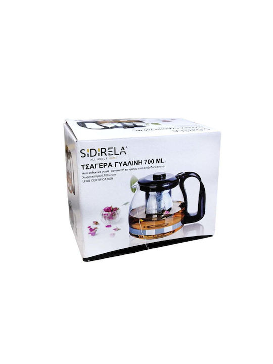 Sidirela Τσαγιέρα με Φίλτρο Γυάλινη Διάφανη 700ml