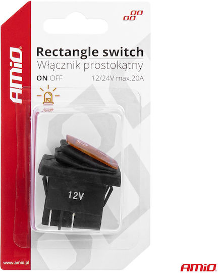AMiO Διακόπτης On/Off Αυτοκινήτου 12V-24V Universal Κίτρινο