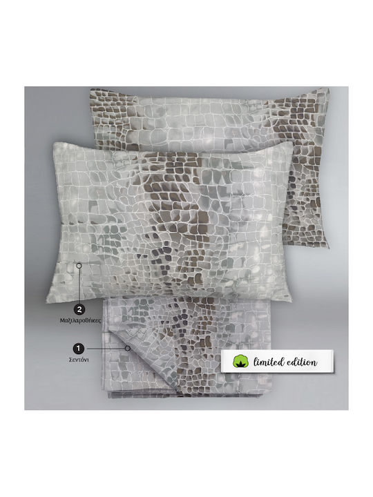 Isadore Lorraine Sheet Set with 2 Pillowcases Super-Double 220x260cm. Limited Edition Grey 3pcs